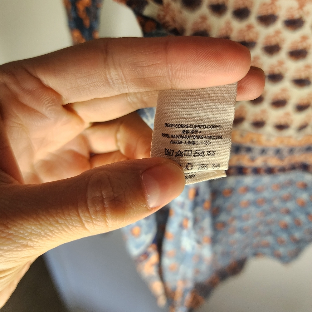 Free People Caravan Patchwork Rayon Button Down - image 6